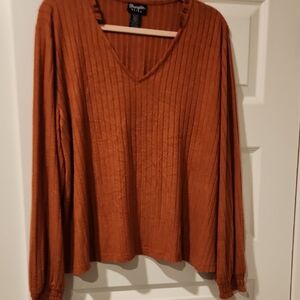 Women's Orange V-Neck Top